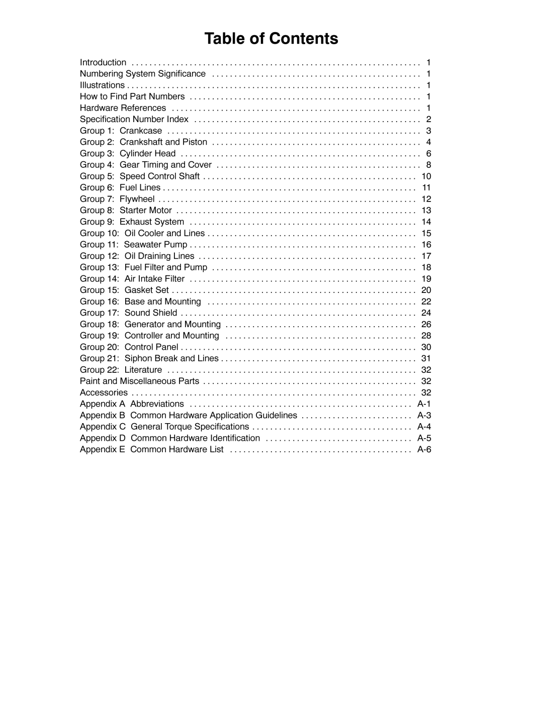 Kohler 4EOZ, 3.5EFOZ manual Table of Contents 