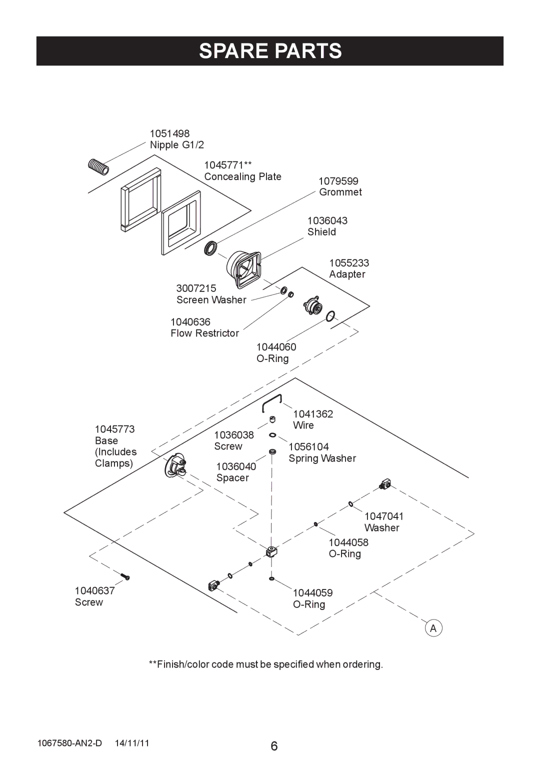 Kohler 8002A manual Spare Parts 