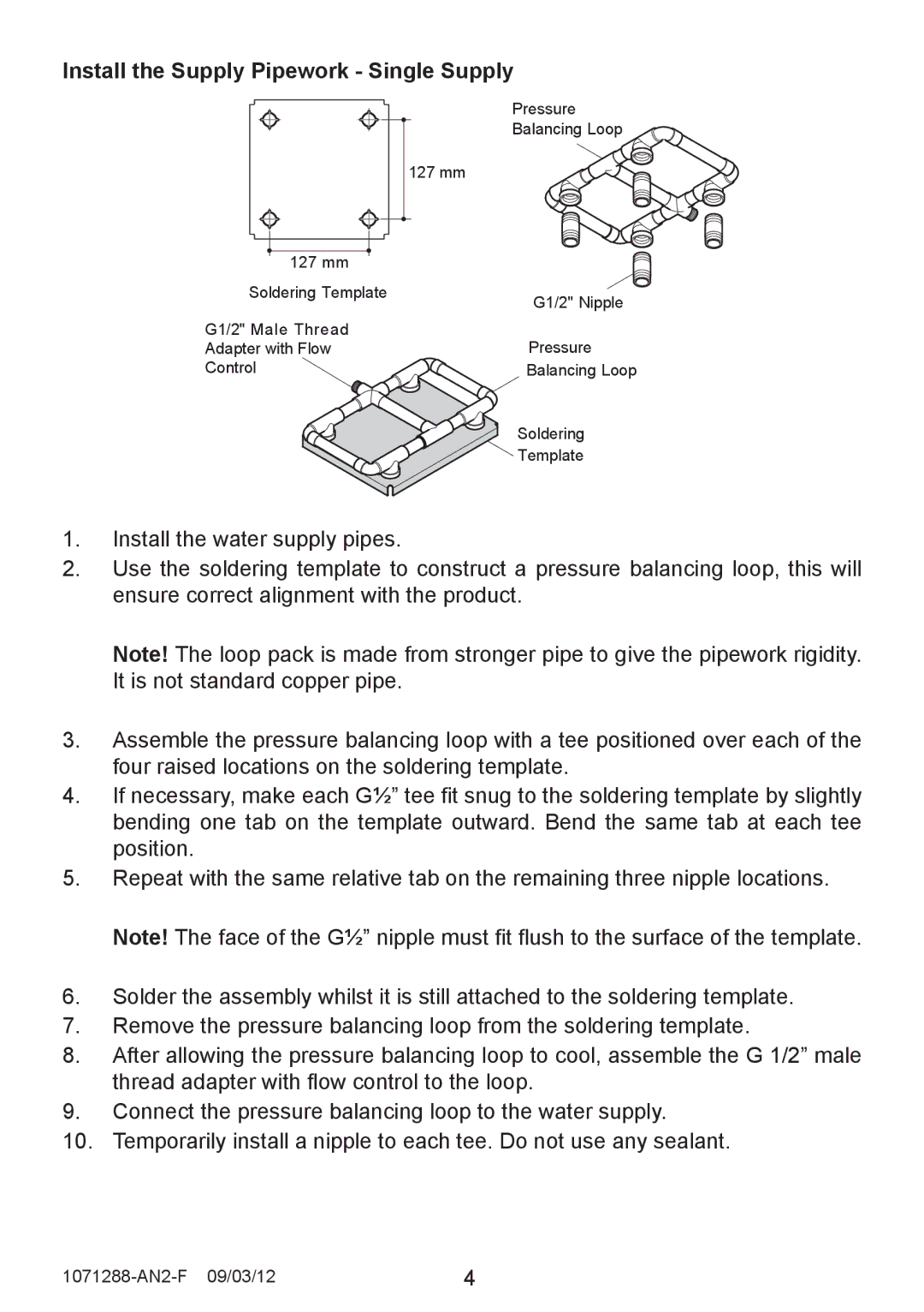 Kohler 8030A manual Install the Supply Pipework Single Supply 