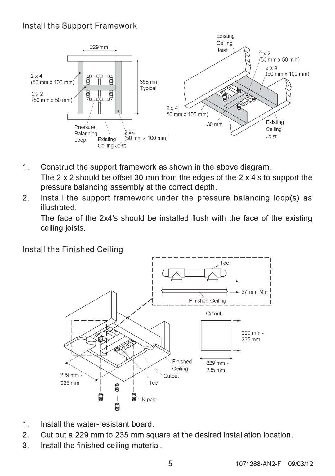 Kohler 8030A manual Install the Support Framework, Install the Finished Ceiling 