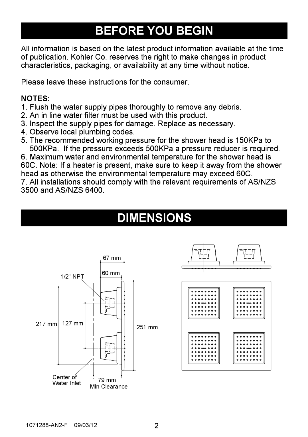 Kohler 8030A manual Before You Begin, Dimensions 
