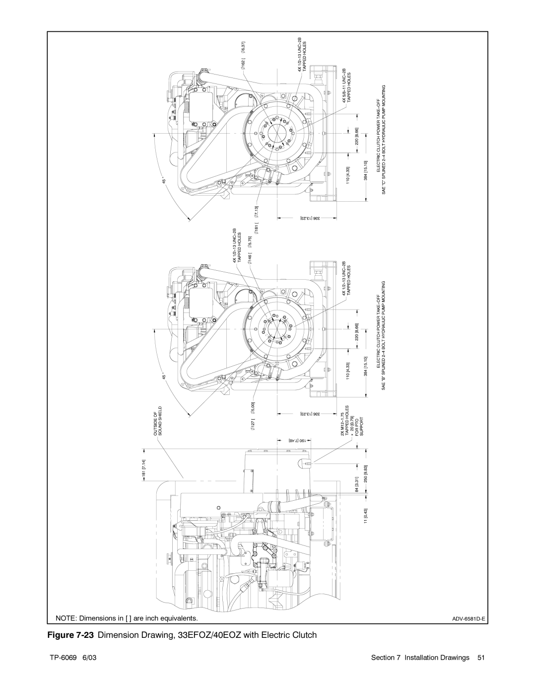 Kohler 19EFOZ/23EOZ, 8.5EFOZ, 9EFOZ/10EOZ, 80EFOZ/99EOZ, 6.5EFOZ/8EOZ Dimension Drawing, 33EFOZ/40EOZ with Electric Clutch 