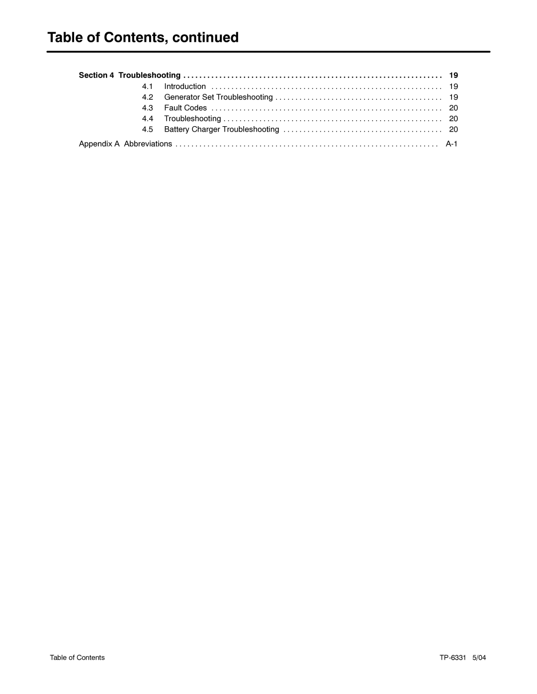 Kohler 8.5RES, 12RES manual Table of Contents TP-6331 5/04 