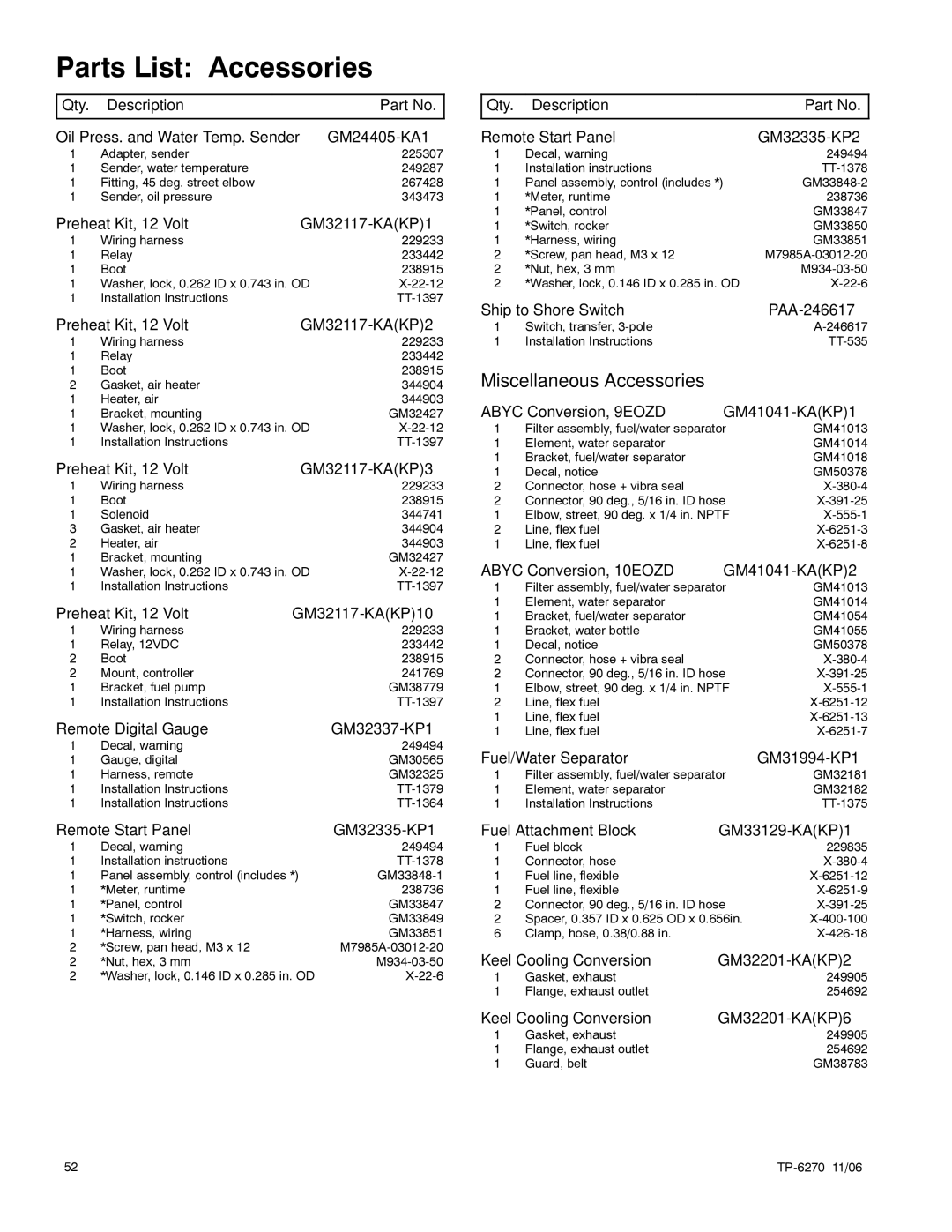 Kohler 8.5EFOZD, 9EFOZD, 9EOZD, 7EFOZD, 10EOZD manual Miscellaneous Accessories 