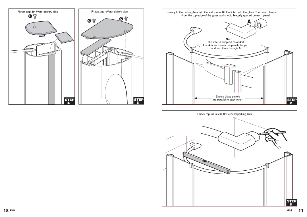 Kohler CFI230G manual Fit top cap Water delivery side 