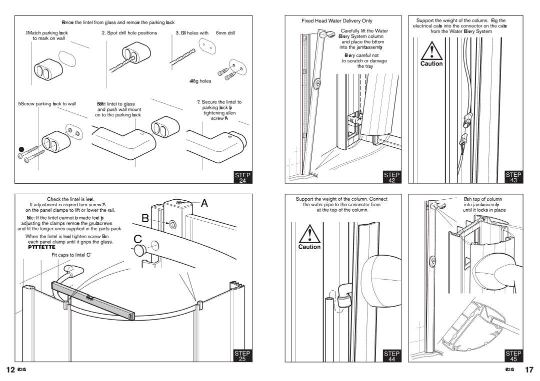 Kohler CFI230G manual Fixed Head Water Delivery Only, Important do not Over Tighten 