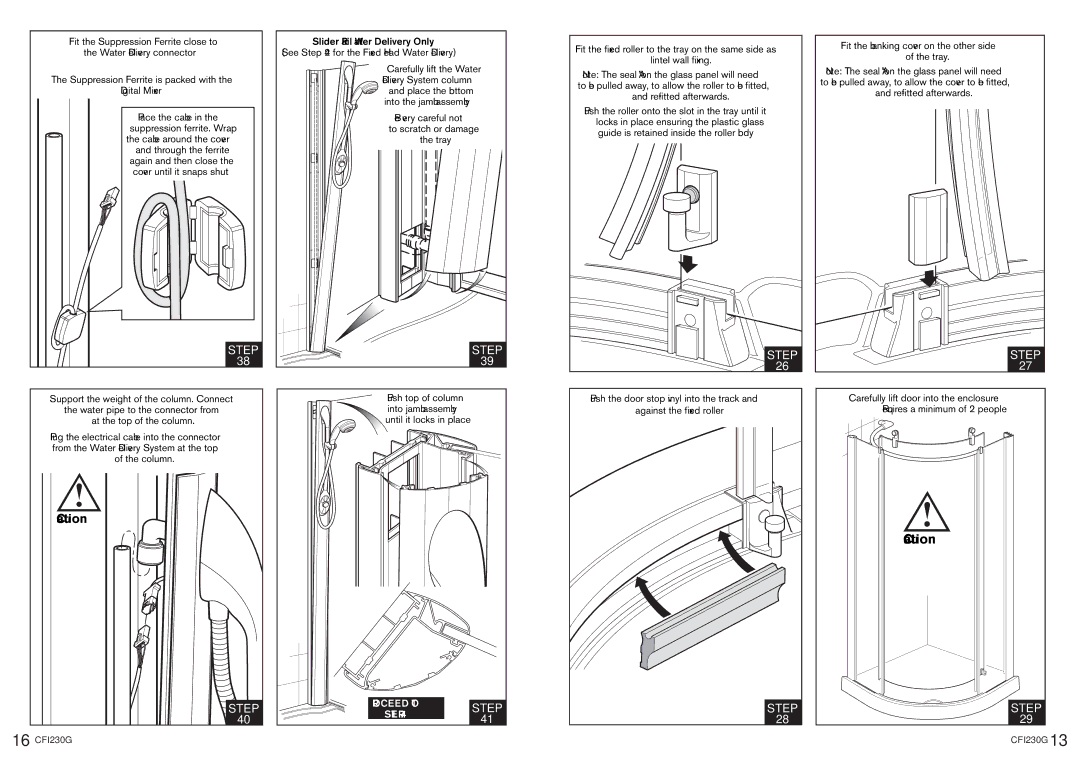 Kohler CFI230G manual Slider Rail Water Delivery Only 