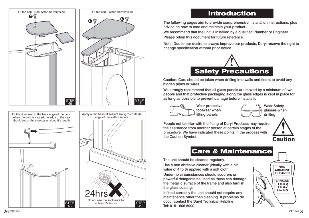 Kohler CFI230J manual Step, Fit top cap Water delivery side 