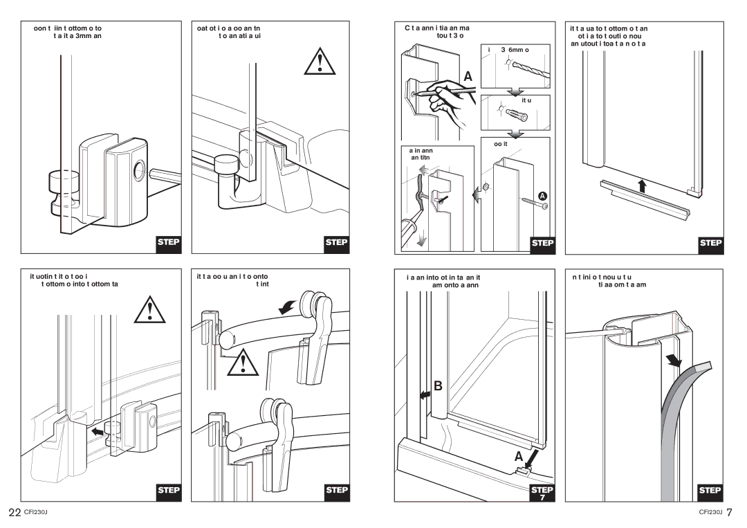 Kohler CFI230J manual Whilst supporting the weight of the door slide, Bottom roller into the bottom track, Lintel 