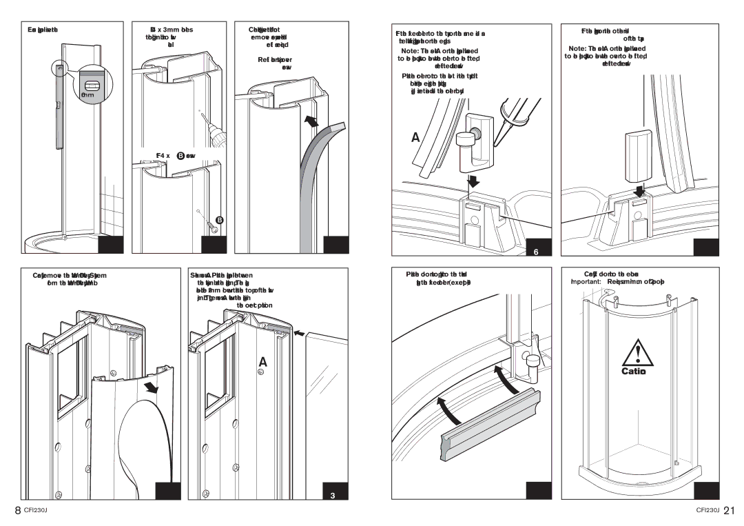 Kohler CFI230J manual Ensure glass panel is vertical 