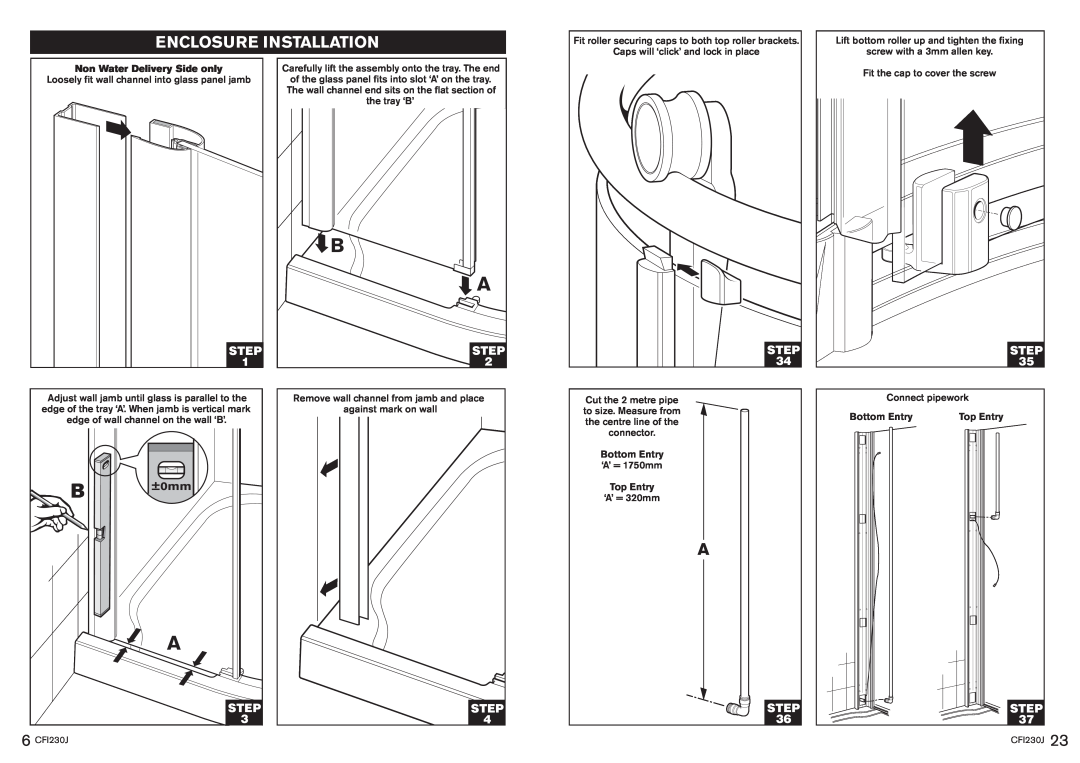 Kohler CFI230J manual Enclosure Installation, Step, ±0mm 