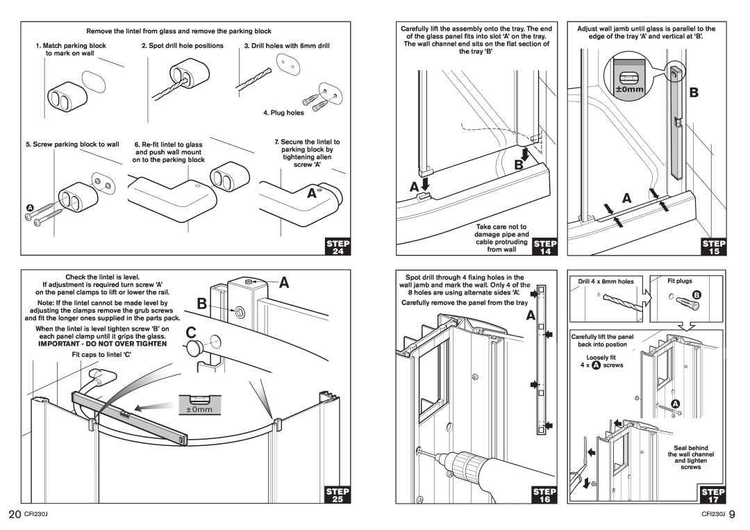 Kohler CFI230J manual Step, ±0mm 