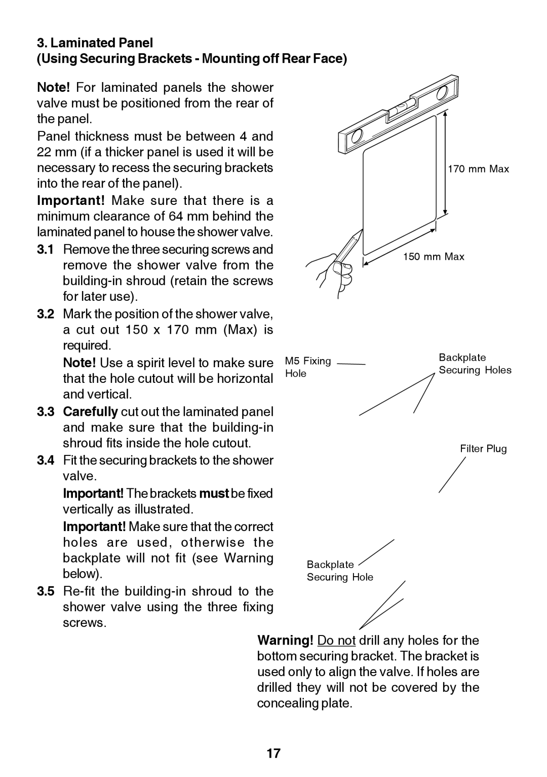 Kohler Discovery manual Fit the securing brackets to the shower valve 