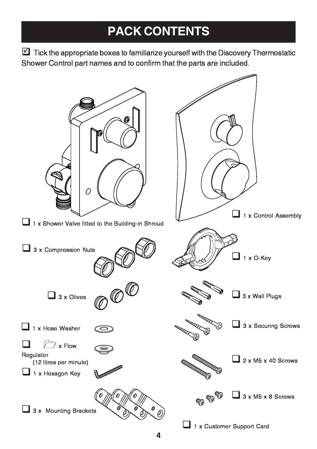 Kohler Discovery manual Pack Contents 
