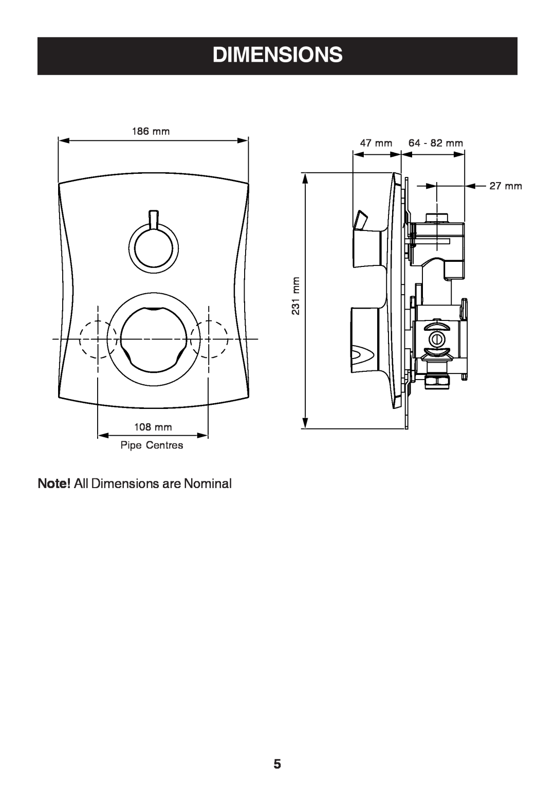 Kohler Discovery manual Note! All Dimensions are Nominal 