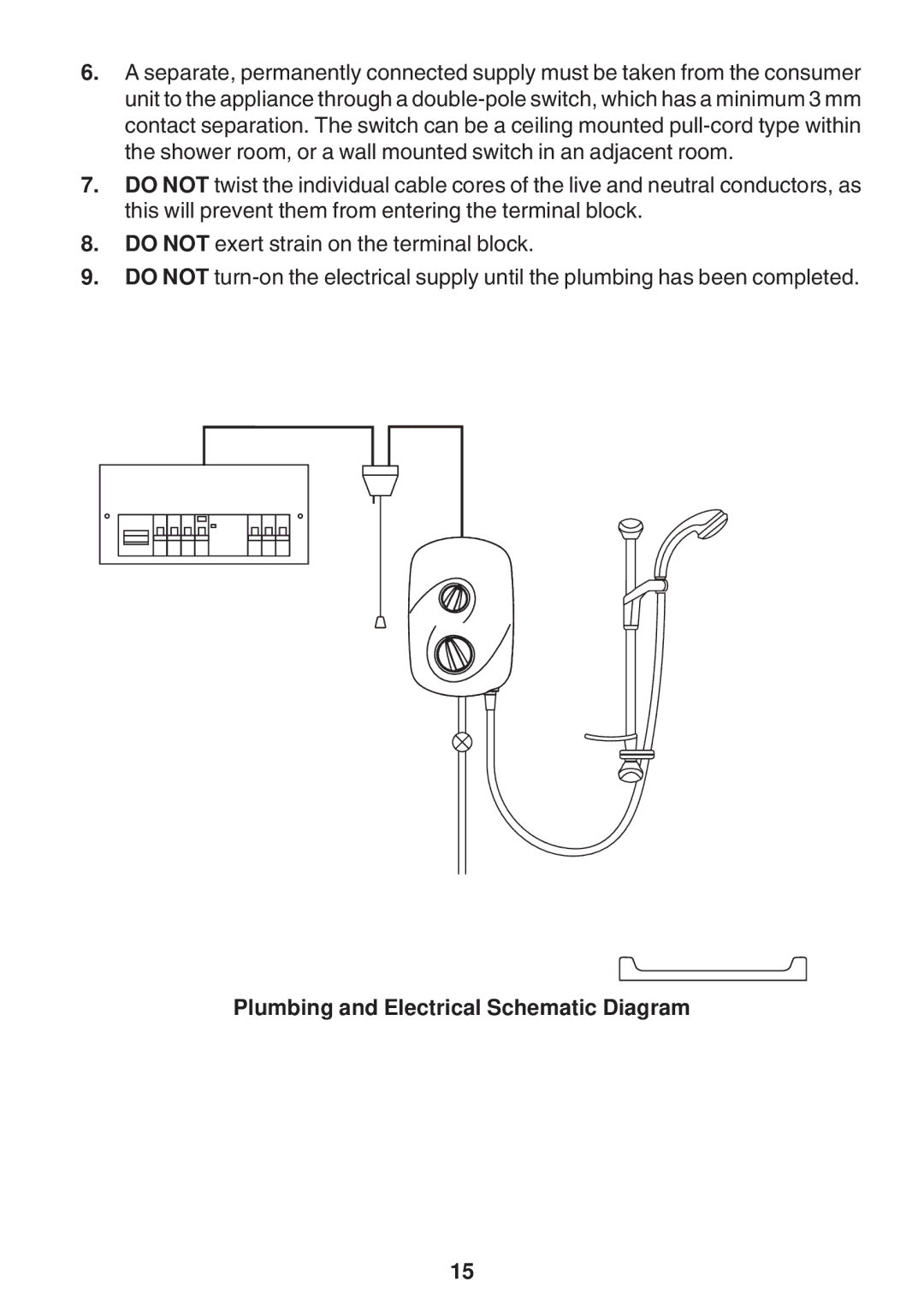 Kohler Electric Shower manual Plumbing and Electrical Schematic Diagram 