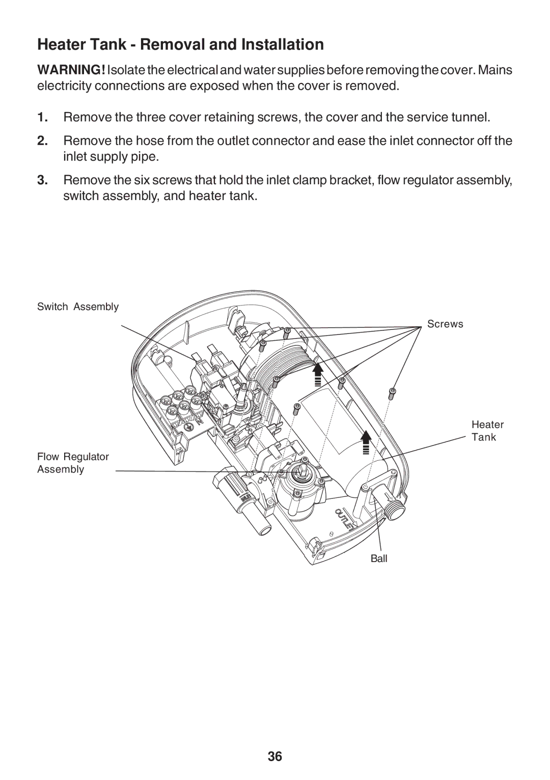 Kohler Electric Shower manual Heater Tank Removal and Installation 