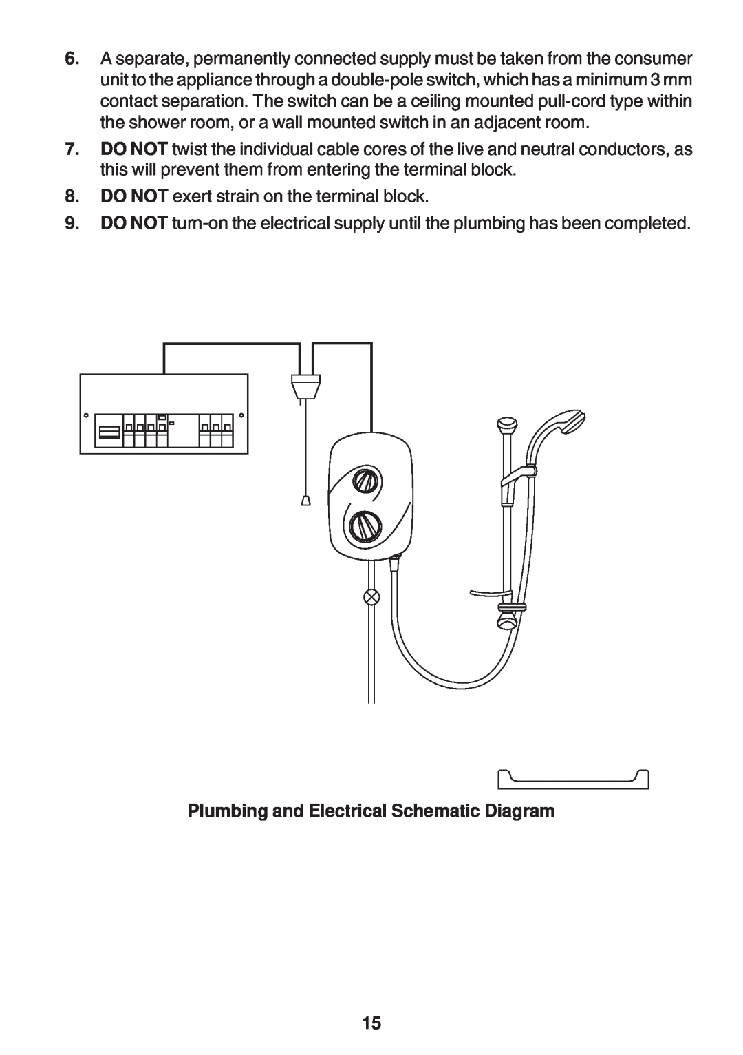 Kohler Electric Shower manual Plumbing and Electrical Schematic Diagram 