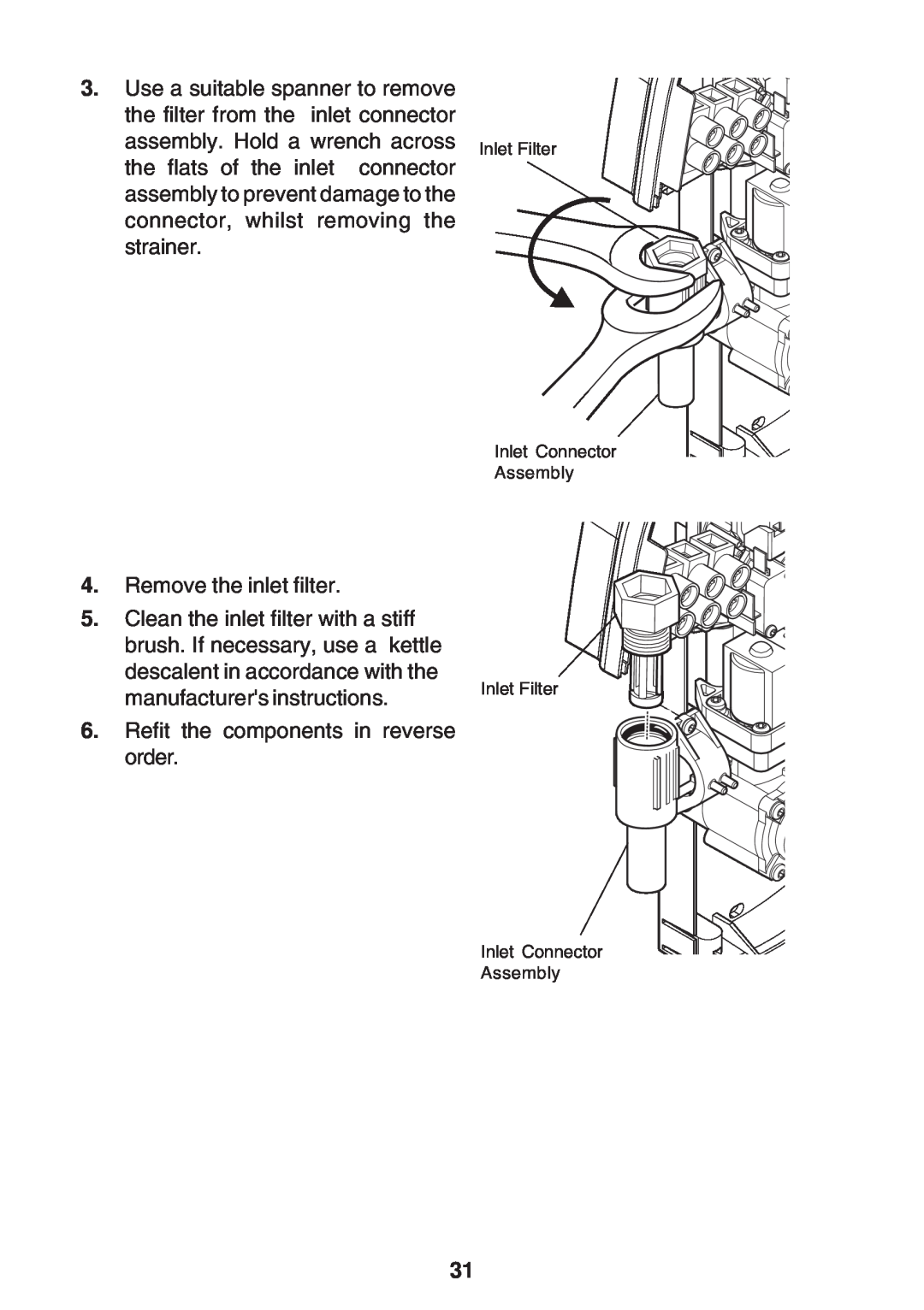 Kohler Electric Shower manual Remove the inlet filter 
