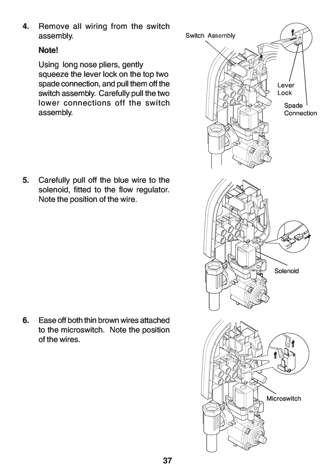Kohler Electric Shower manual Remove all wiring from the switch 