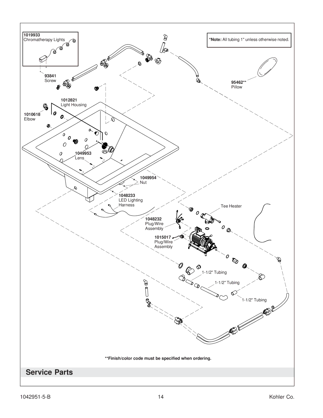 Kohler K-1111 manual Service Parts 