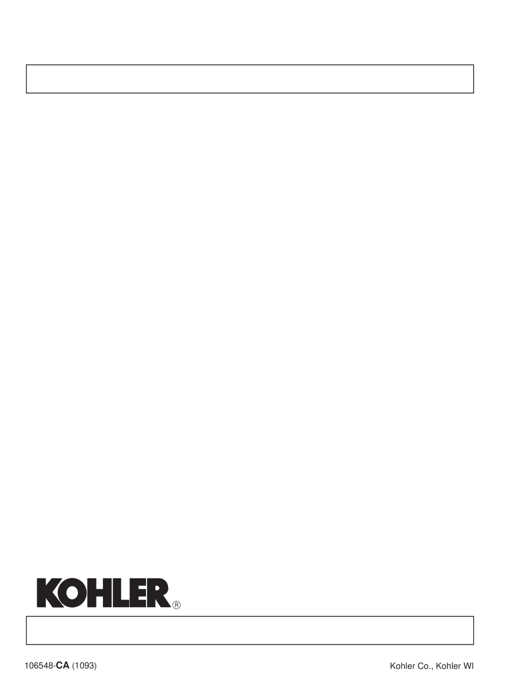 Kohler K-1216-AC, K-1215-AC, K-1200-AC, K-1201-AC, K-1205-AC, K-1206-AC, K-1210-AC manual 106548-CA1093 Kohler Co., Kohler WI 