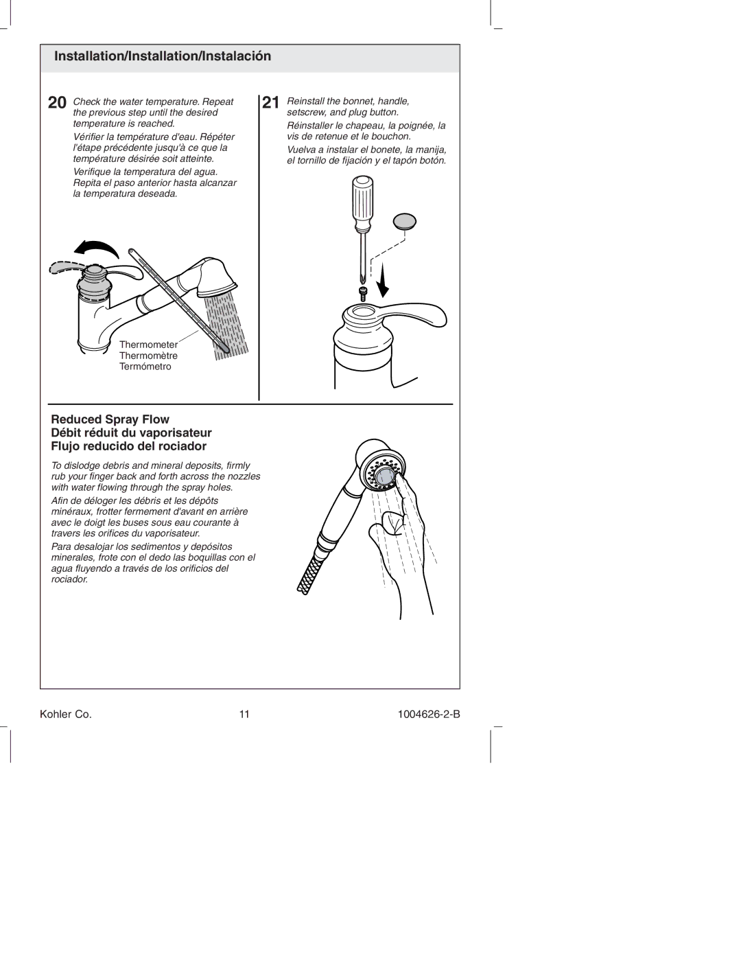 Kohler K-12177 manual Thermometer Thermomètre Termómetro 