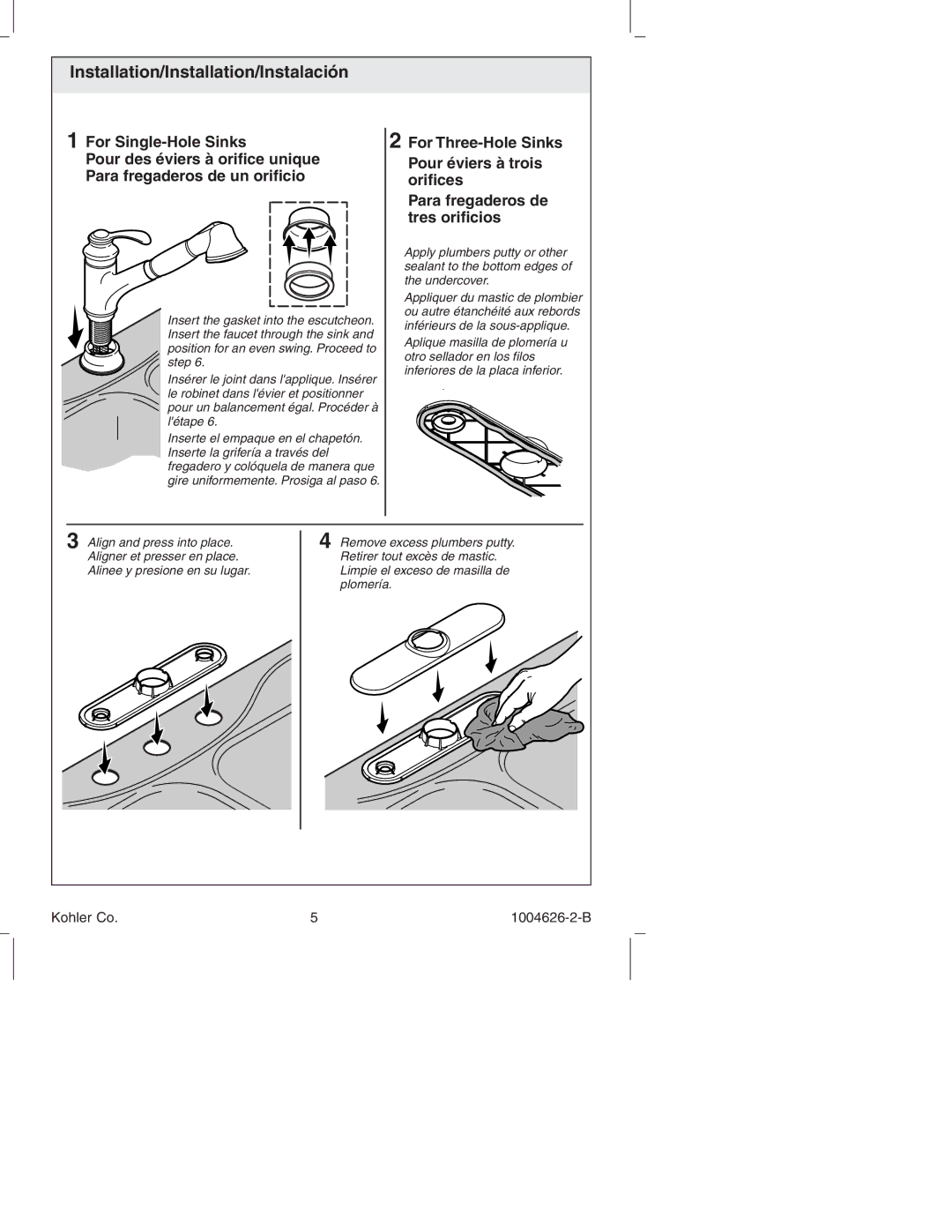 Kohler K-12177 manual Installation/Installation/Instalación 