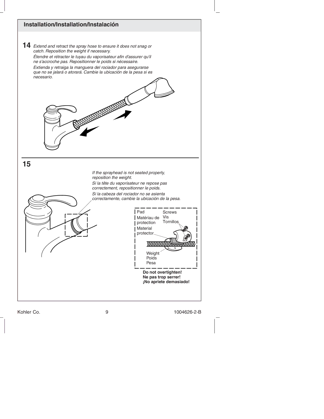 Kohler K-12177 manual Installation/Installation/Instalación 