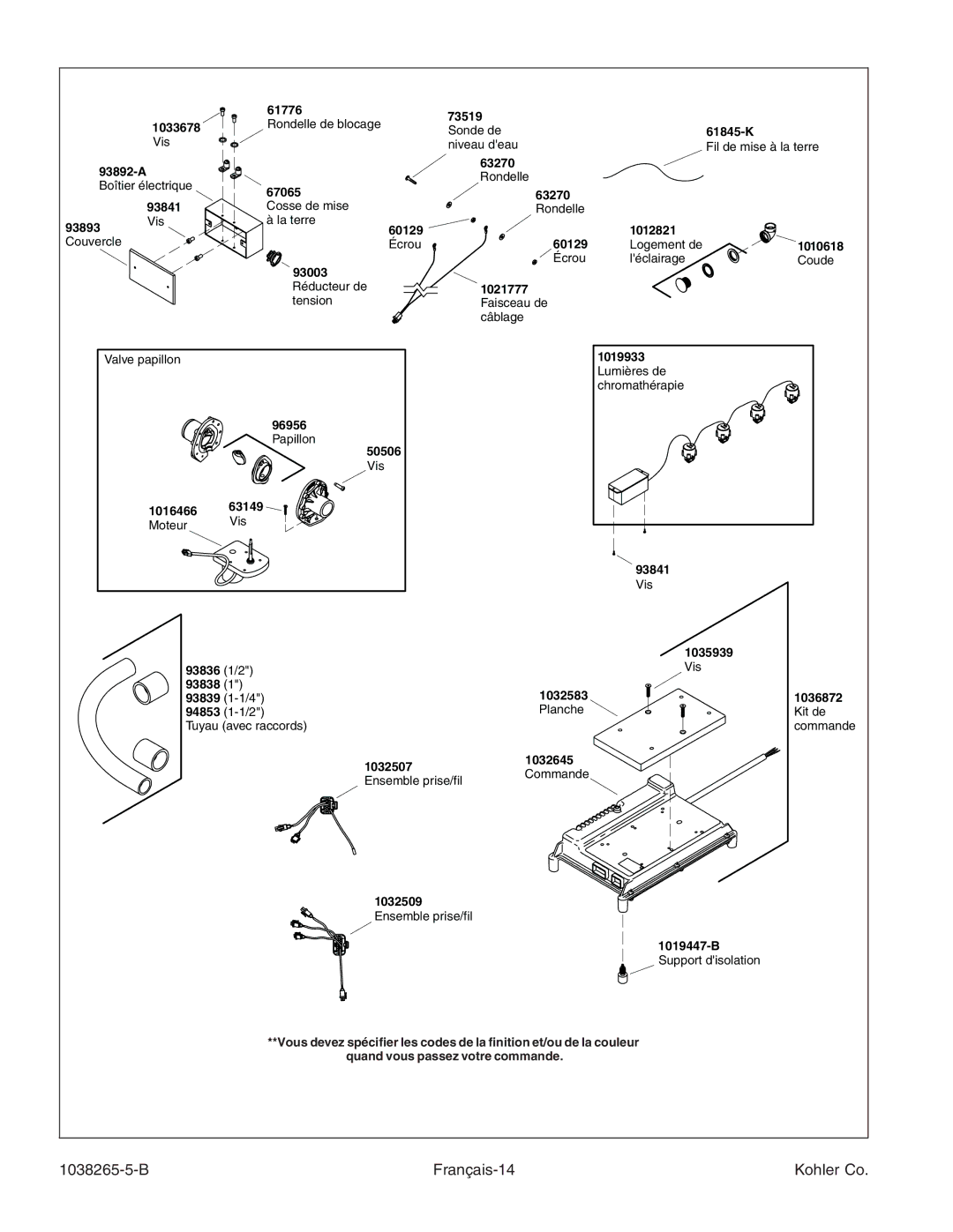 Kohler K-1375 manual B Français-14 Kohler Co 