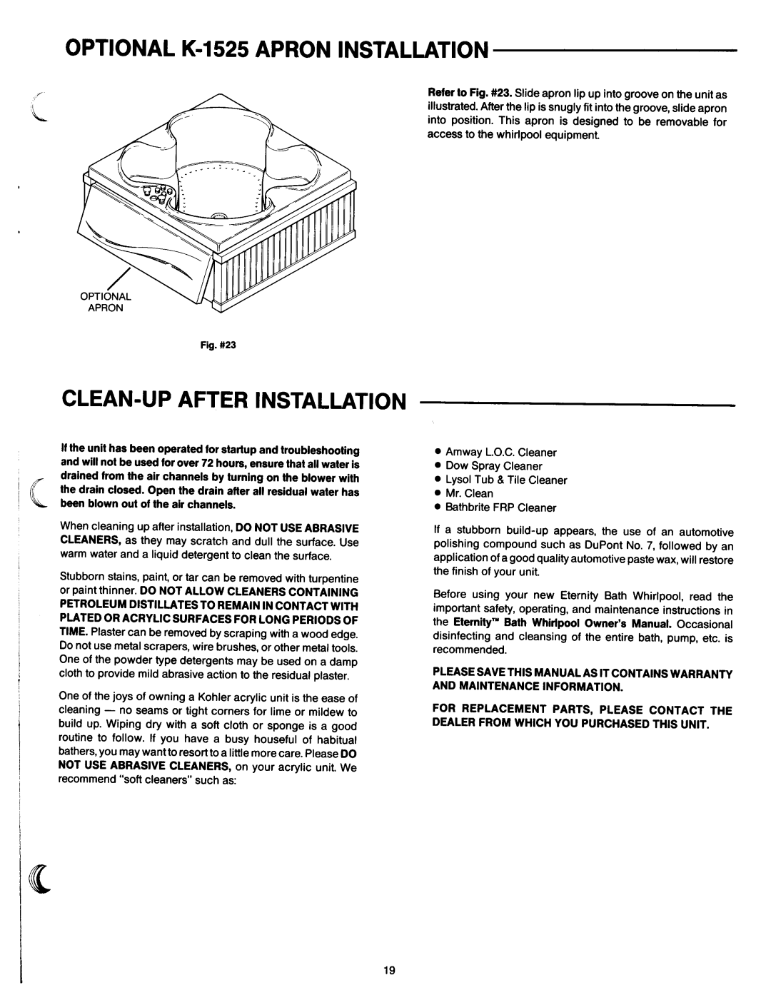 Kohler K-1522-ET manual 