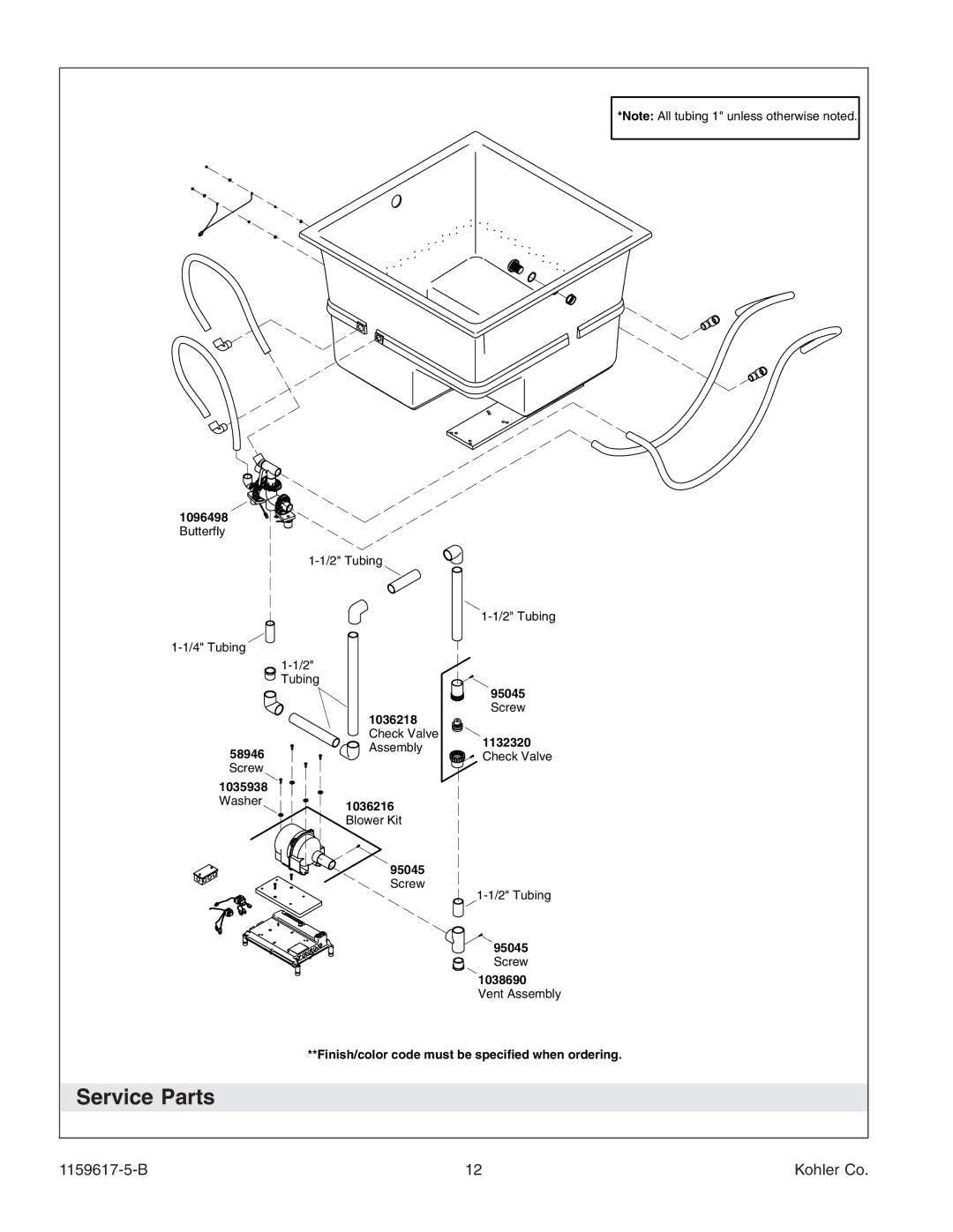 Kohler K-1969 manual Service Parts 