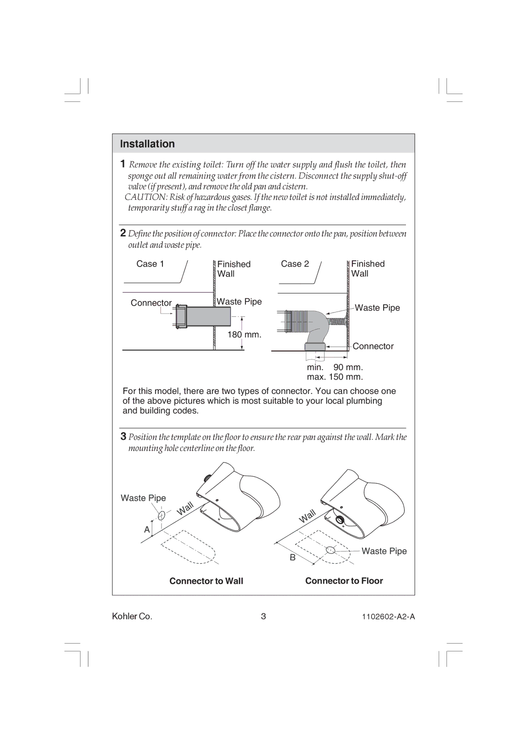 Kohler K-3735, K-19896, K-3736, K-4346 manual Installation 