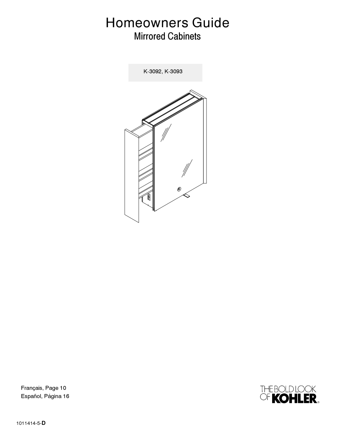 Kohler K-3093, K-3092 manual Homeowners Guide 