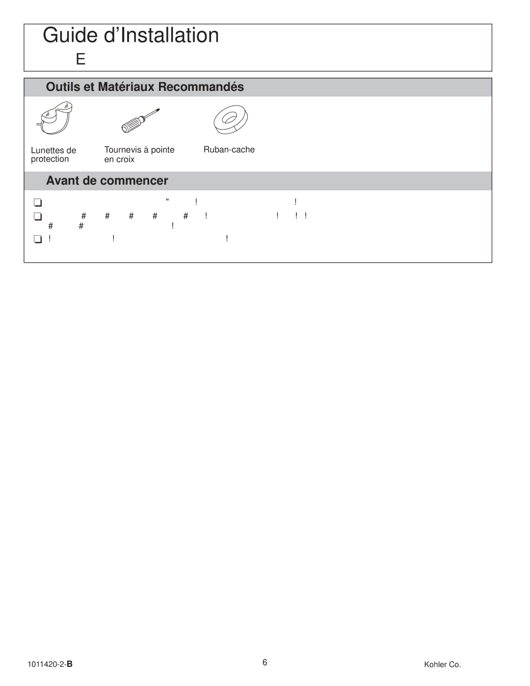 Kohler K-3094 Guide dInstallation, Purist Panneaux latéraux pour armoire de toilette, Outils et Matériaux Recommandés 