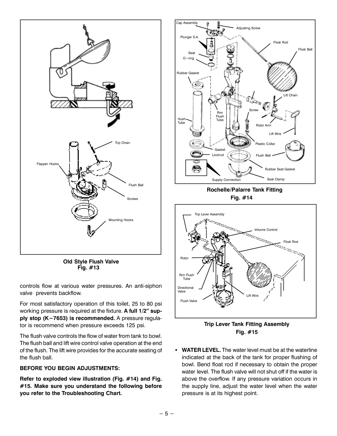 Kohler K-3402-EB, K-3385-EB, K-3378-EB manual Before YOU Begin Adjustments, Rochelle/Palarre Tank Fitting 