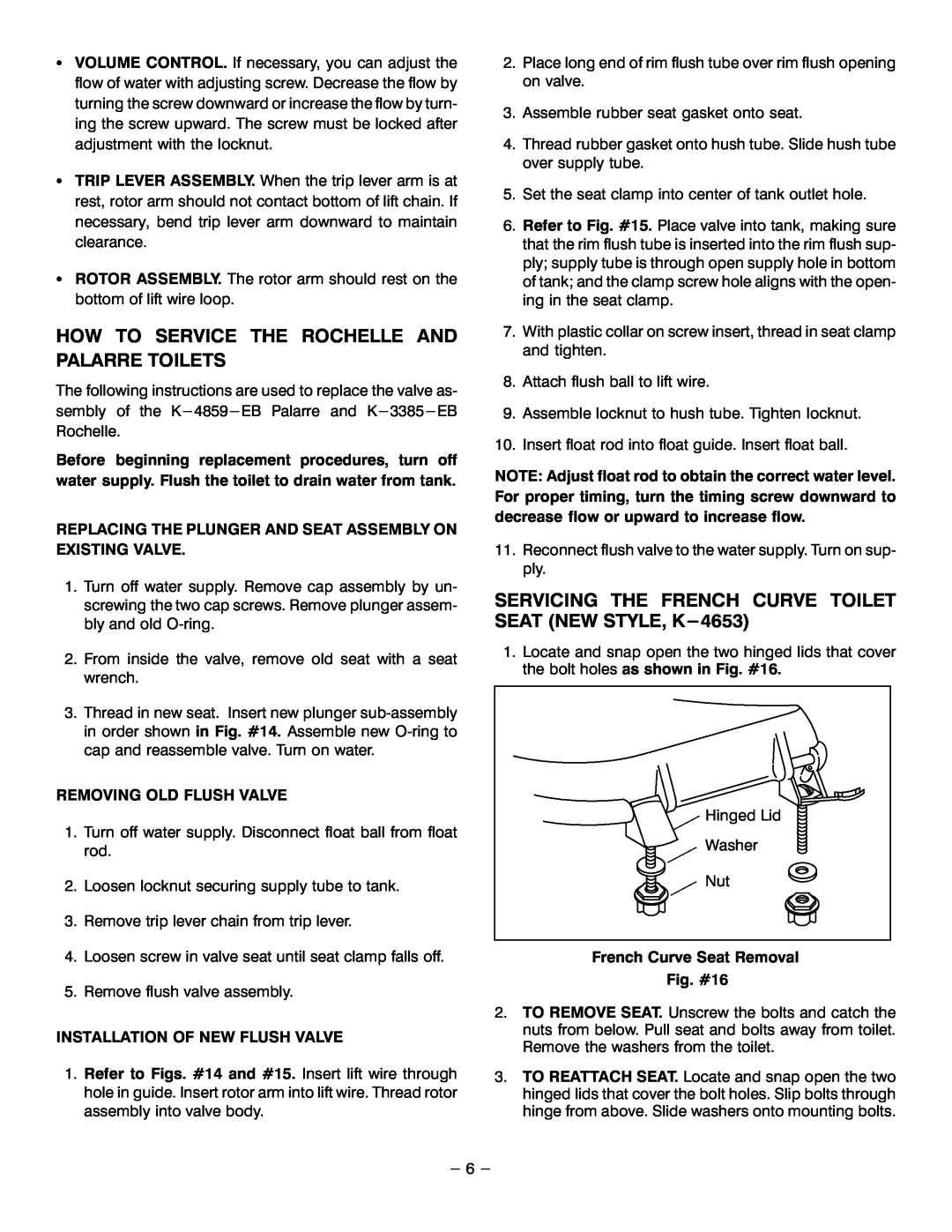 Kohler K-3385-EB, K-3378-EB, K-3402-EB manual How To Service The Rochelle And Palarre Toilets 