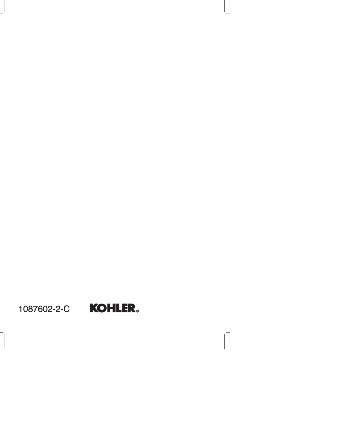 Kohler K-3564, K-14338 manual 1087602-2-C 