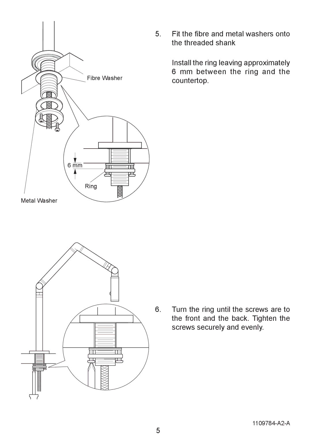 Kohler K-6227A manual Fibre Washer Ring Metal Washer 