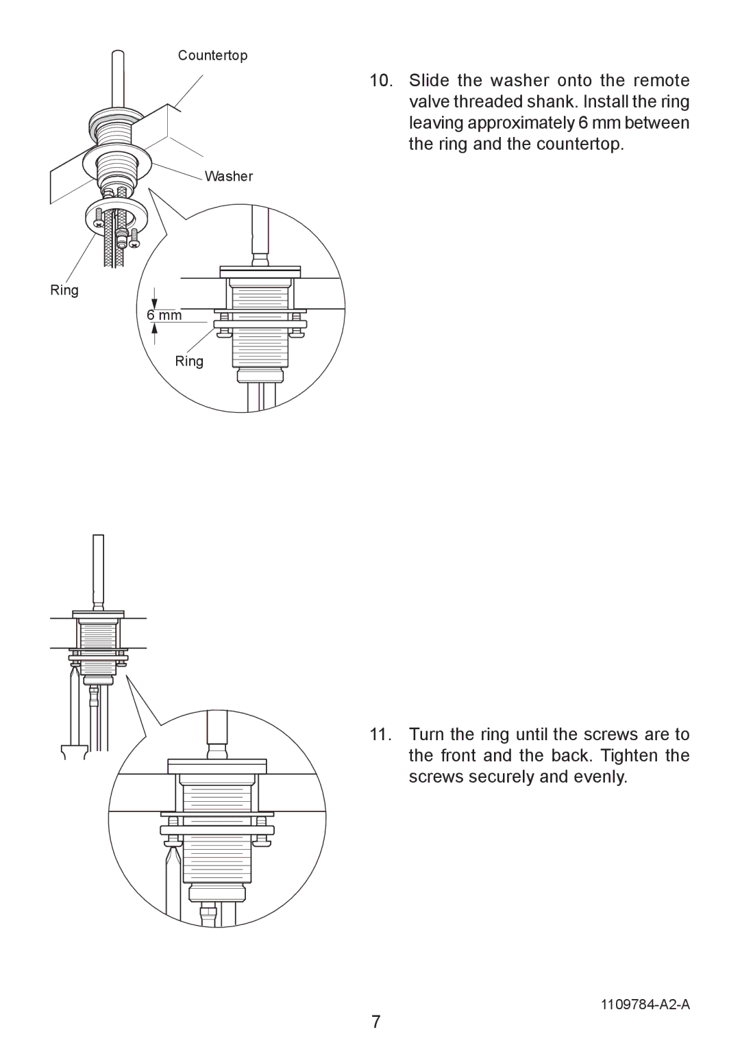 Kohler K-6227A manual Countertop Washer Ring 