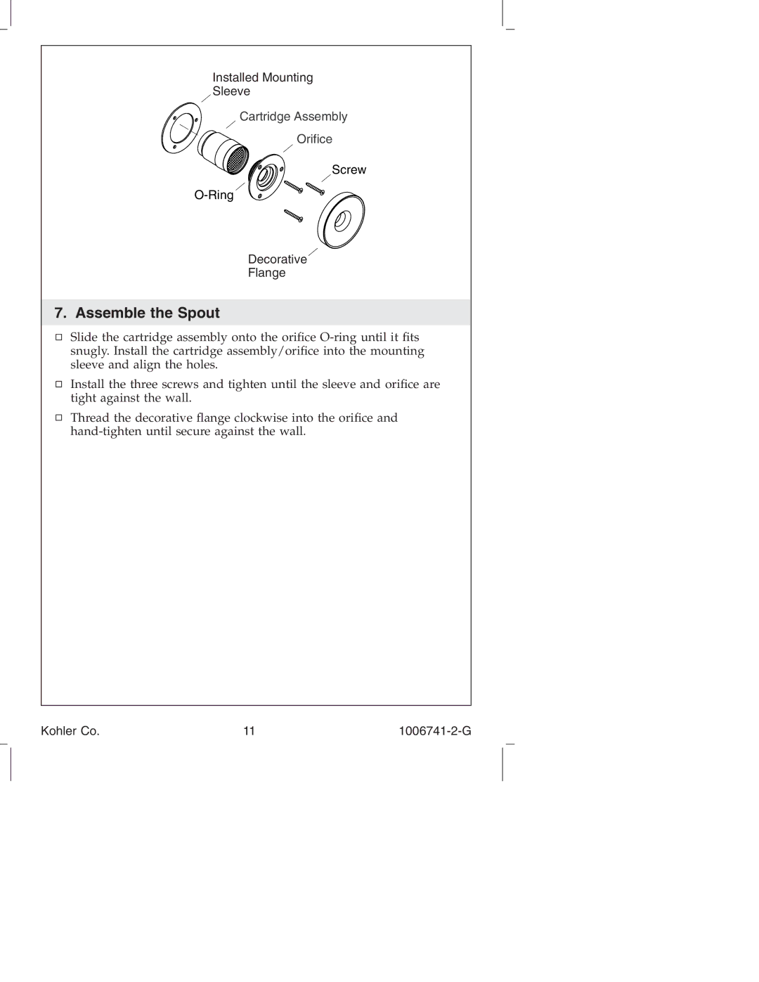 Kohler K-922/K-923 manual Assemble the Spout 