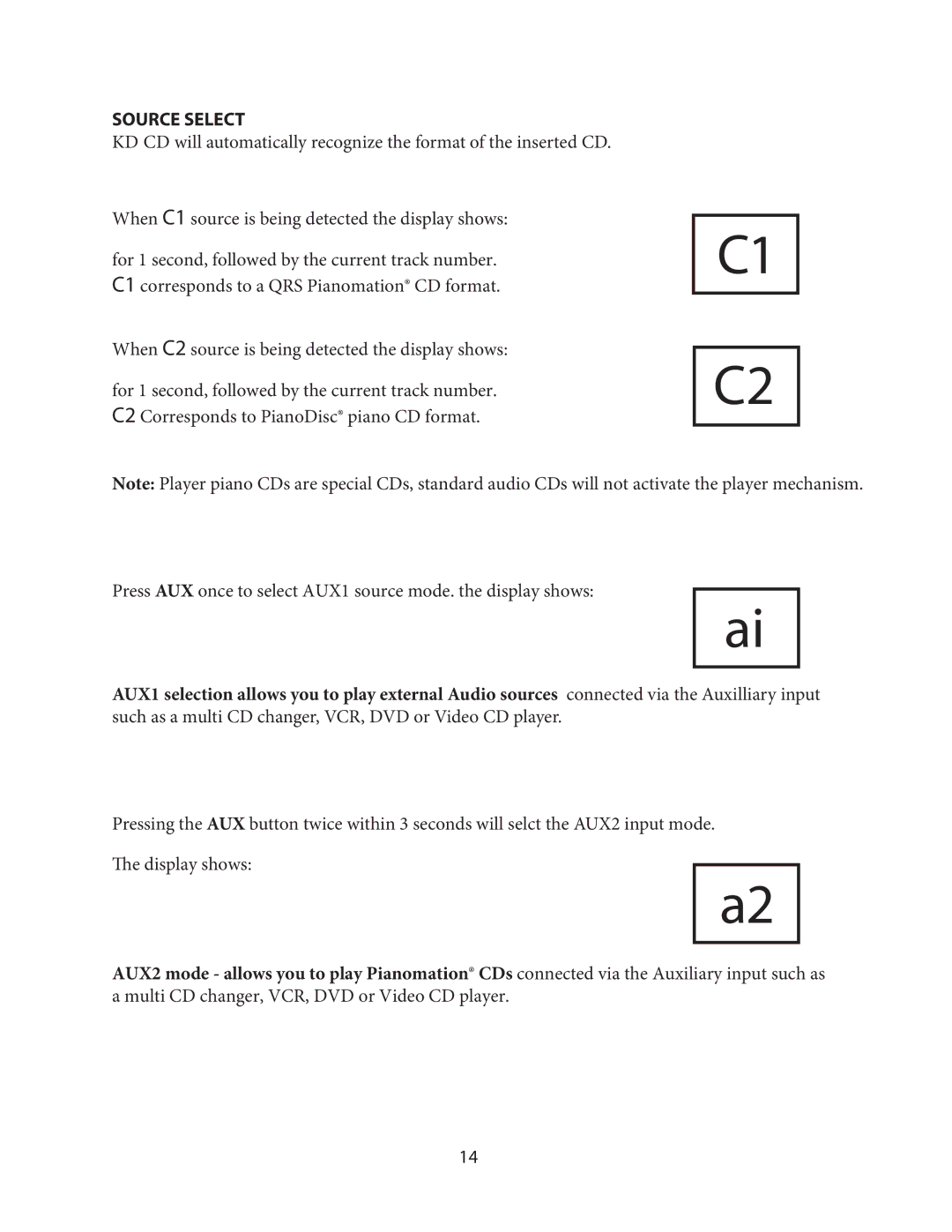 Kohler KD165 manual Source Select, When C2 source is being detected the display shows 