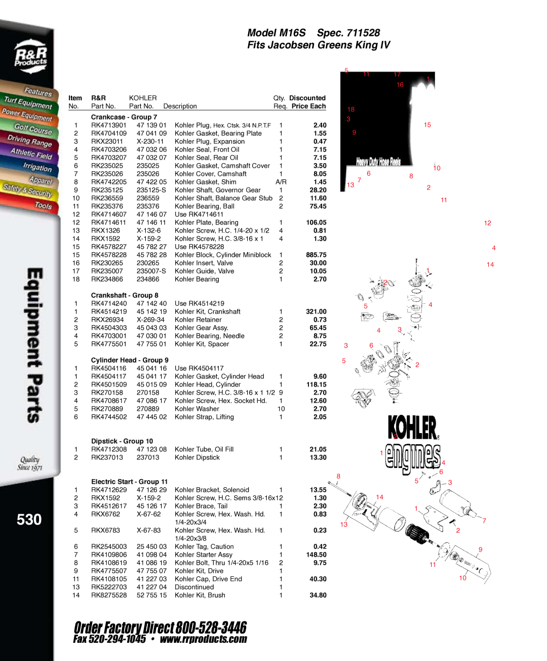 Kohler RKPX60390, K321S service manual 530 