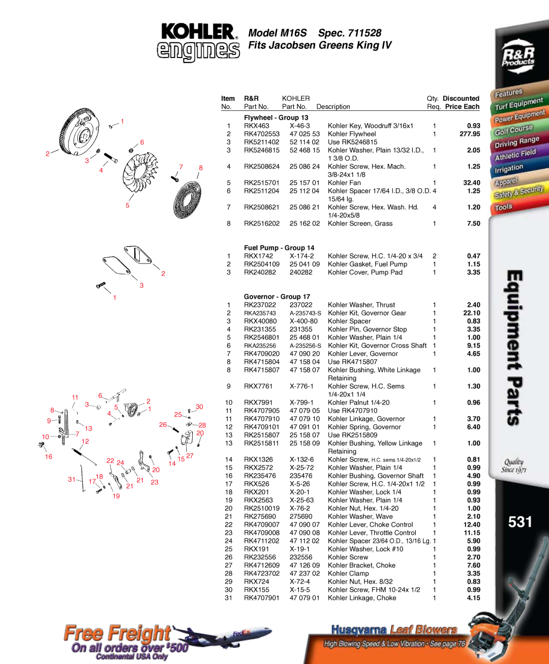 Kohler K321S, RKPX60390 service manual 531 