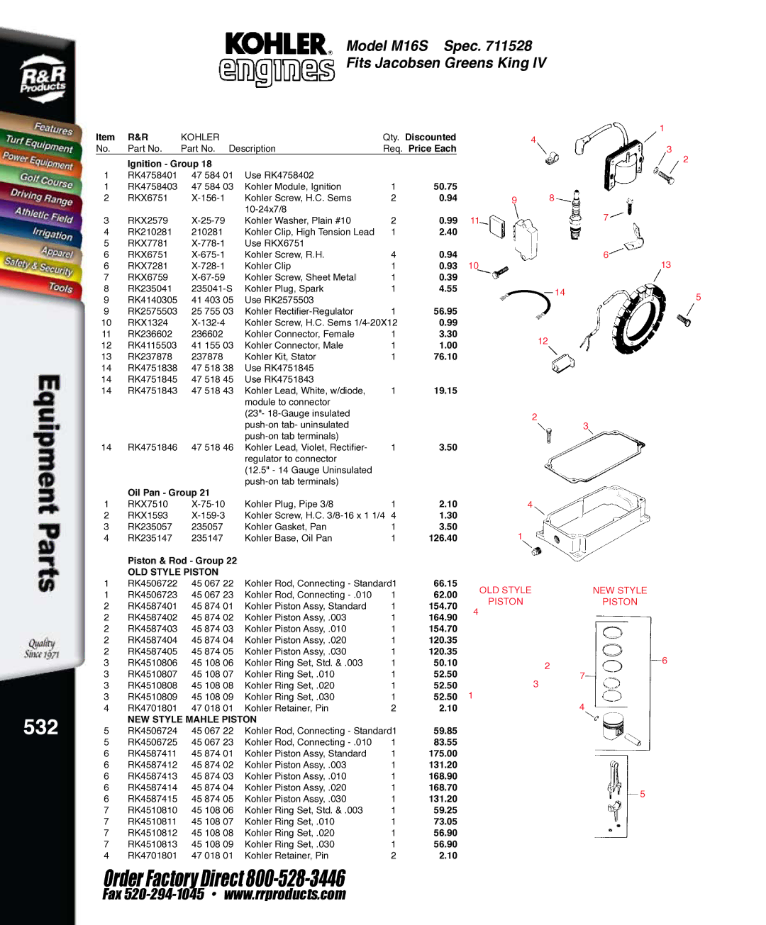 Kohler RKPX60390, K321S service manual 532 