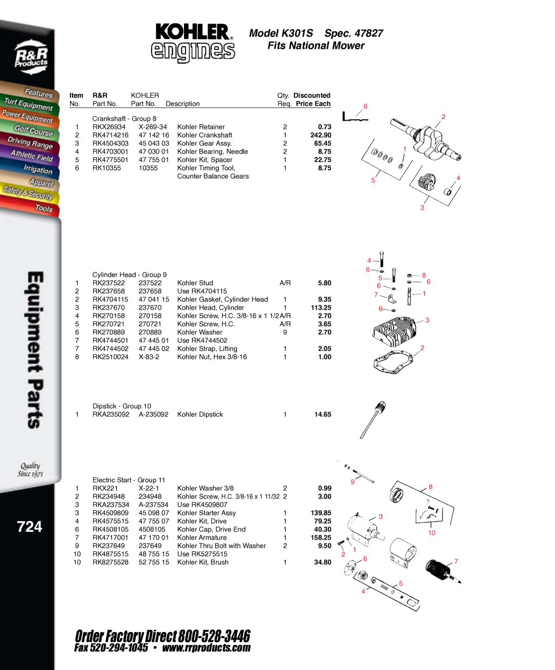 Kohler RKPX60390, K321S service manual 724 