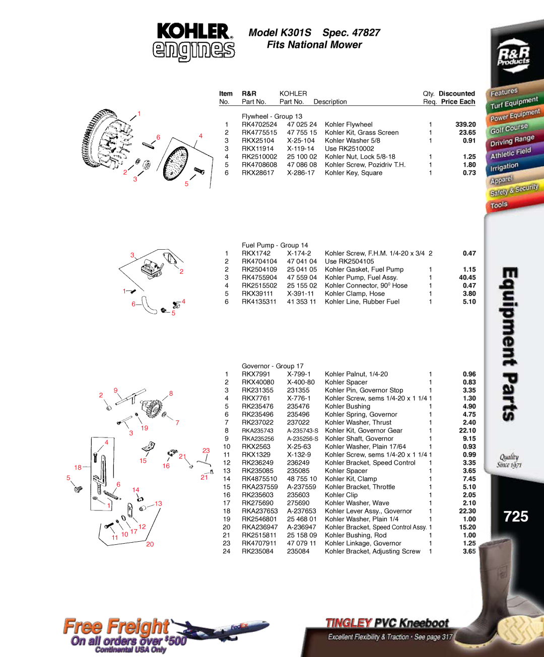 Kohler K321S, RKPX60390 service manual 725 