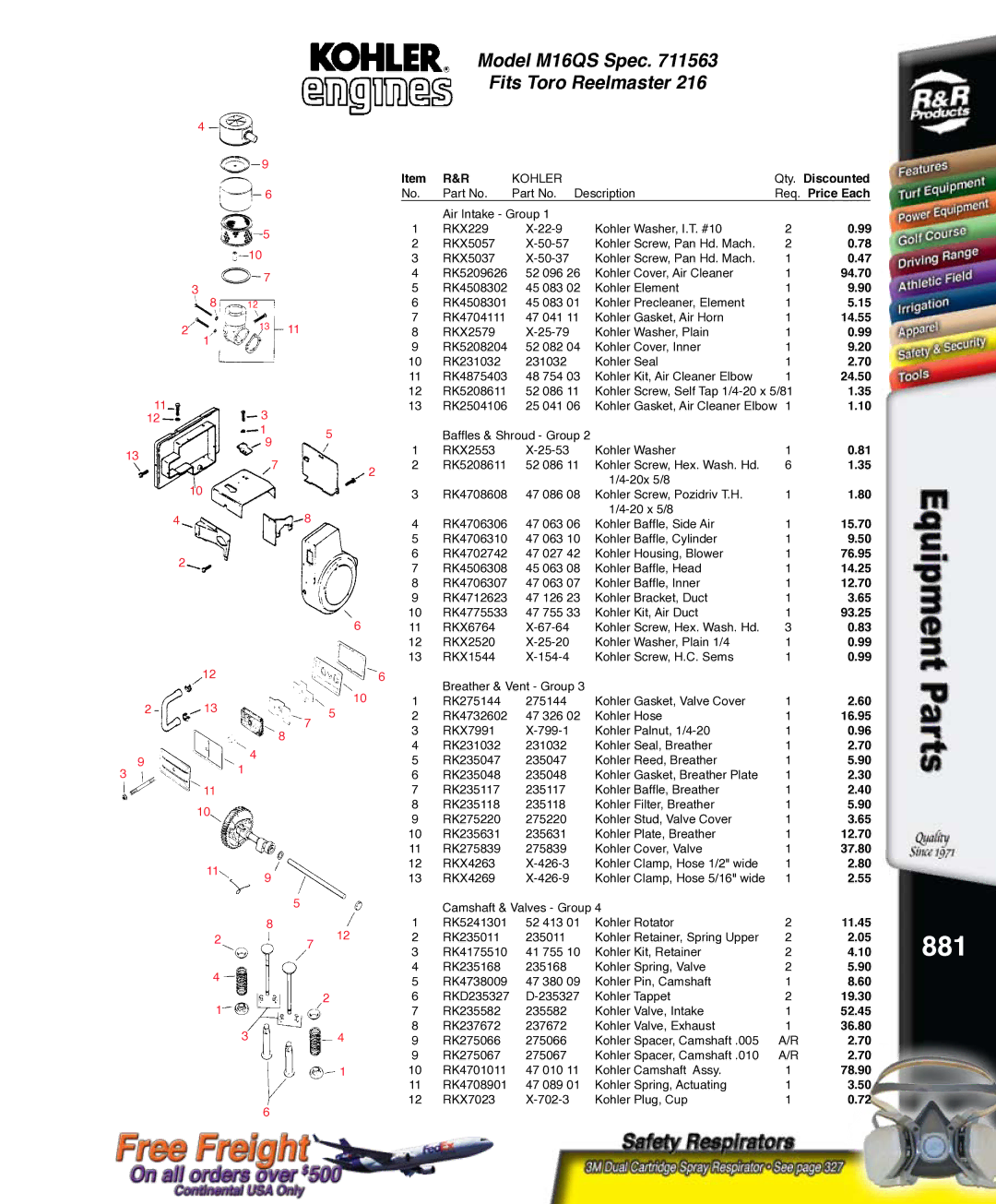 Kohler RKPX60390, K321S service manual 881 