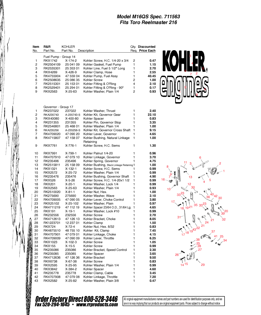 Kohler K321S, RKPX60390 service manual 884, 40.45 