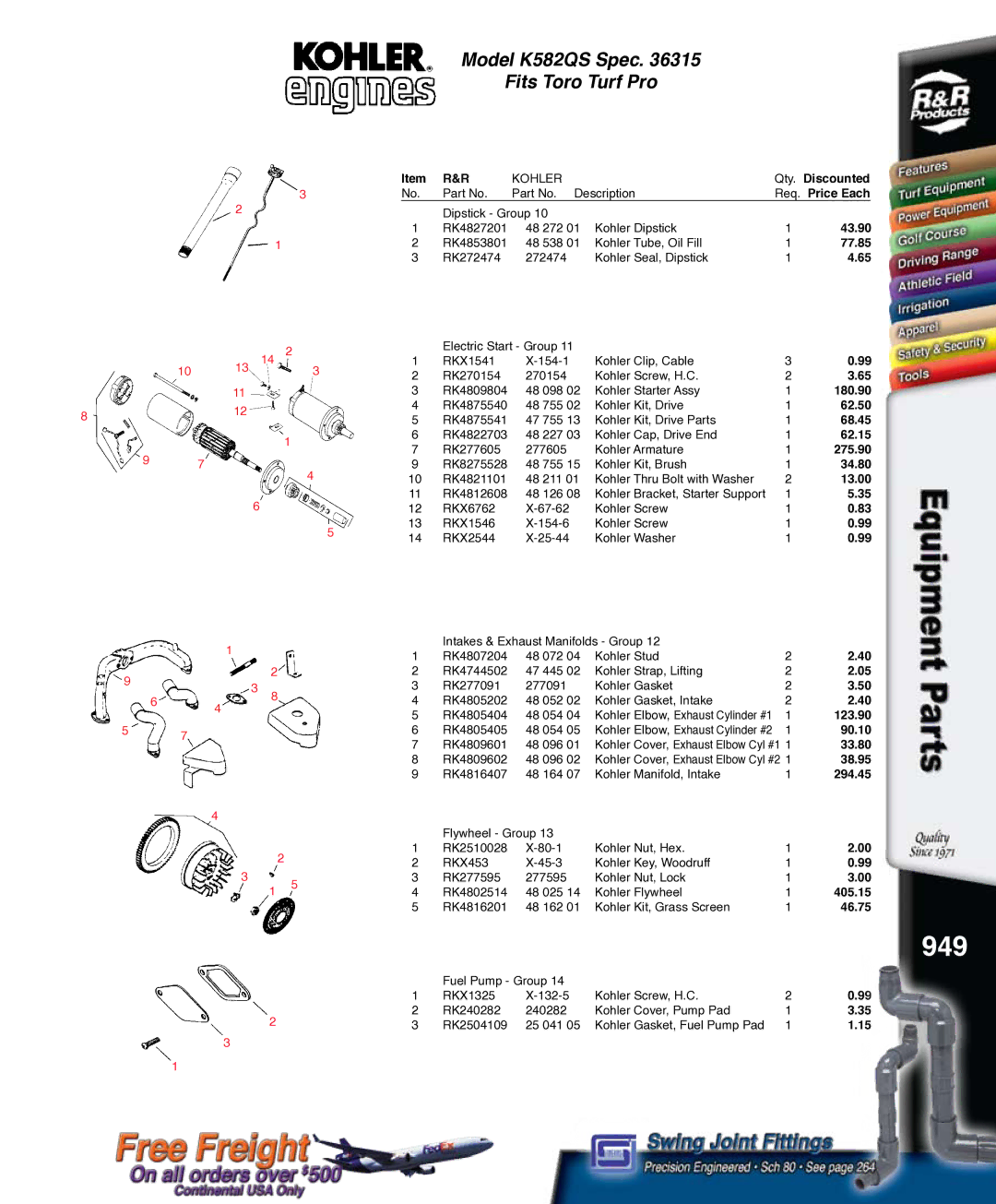 Kohler RKPX60390, K321S service manual 949 